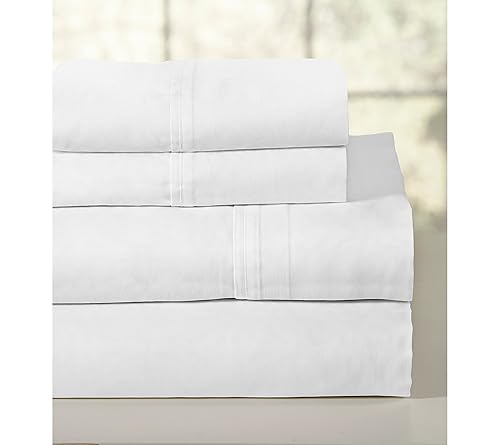 Pointehaven Lullaby Bedding 200 Thread Count Combed Cotton Sheet Set Twin, White