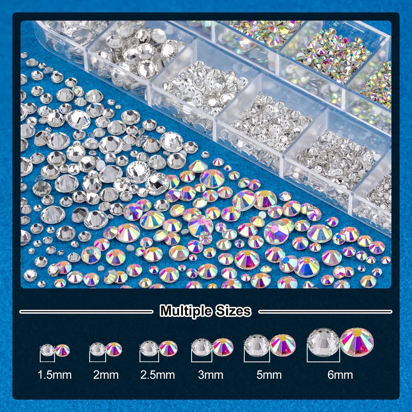 Nail Art Rhinestone Glue Gel&Flatback Gems Accessories Kit, 1 Tube of 15ml Rhinestone Gel Glue(UV/LED Needed)+1 Box of Flat-Back Round Glass Crystal