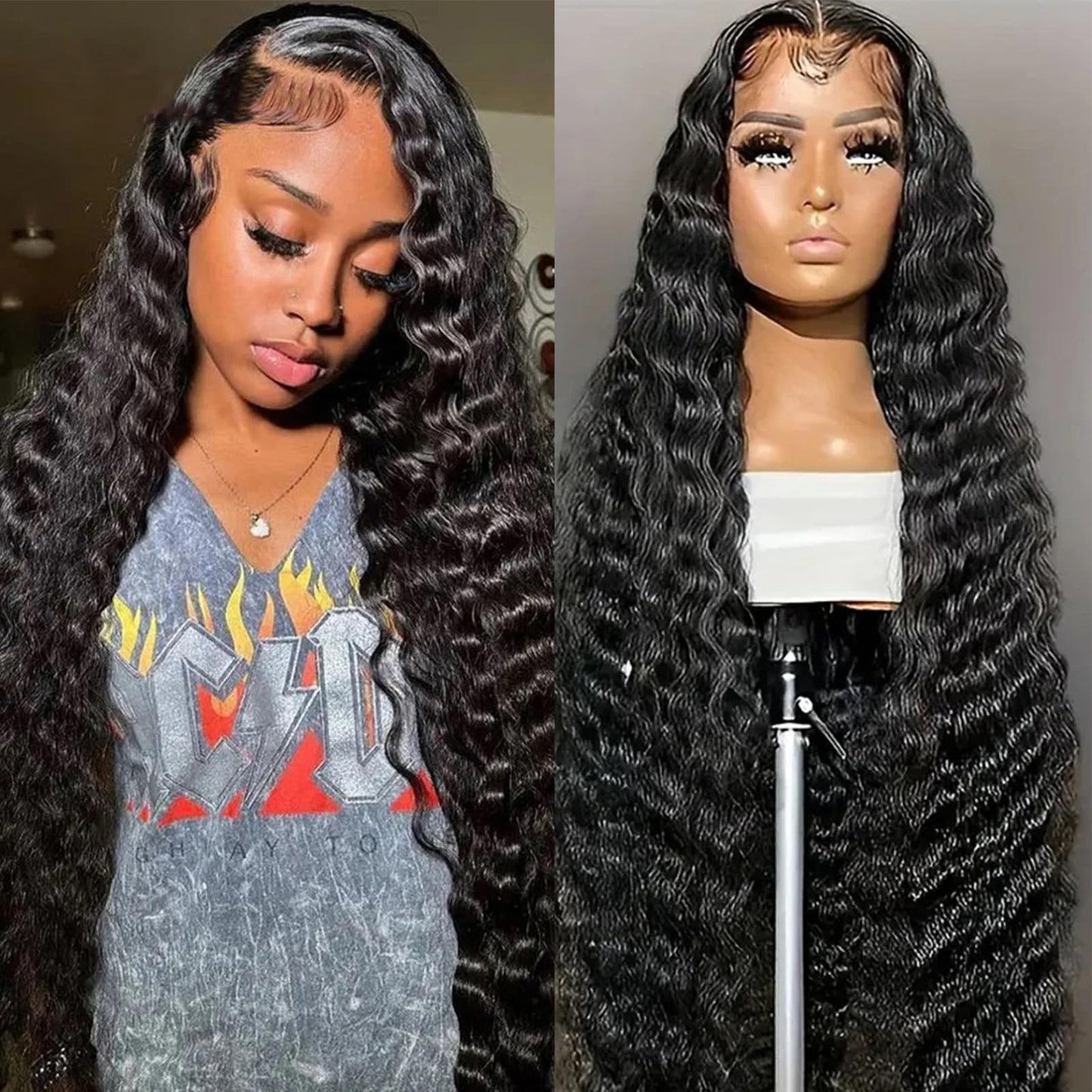 Loose Wave Lace Front Wigs Human Hair 200% Density 13x4 HD Transparent Loose Deep Wave Lace Frontal Wigs with Baby Hair Pre Plucked 12A Brazilian