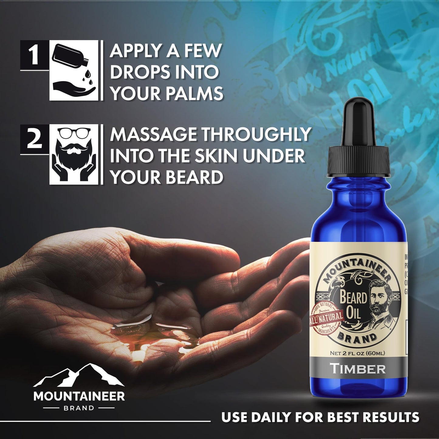 Mountaineer Brand Natural Beard Oil with Timber Scent | Made in West Virgina | Hydrates, Moisturises, Softens & Conditions for Beard Growth | Treats