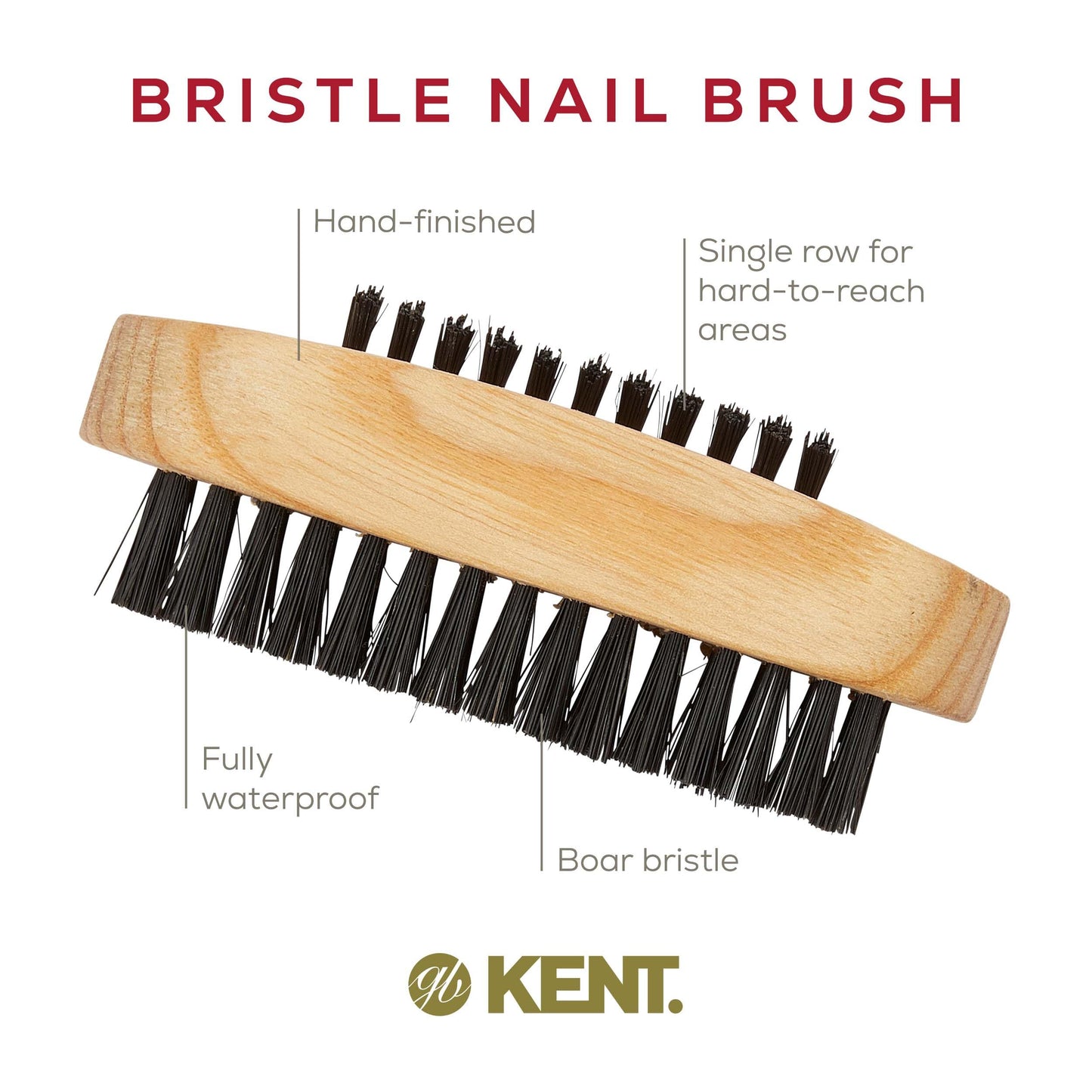 Kent NB2 Natural Bristle Fingernail Brush and Hand Scrub Brush, Beechwood Nail Brusher to Clean Nails and Scrubber for Hands and Feet Beauty & Personal Care KENT