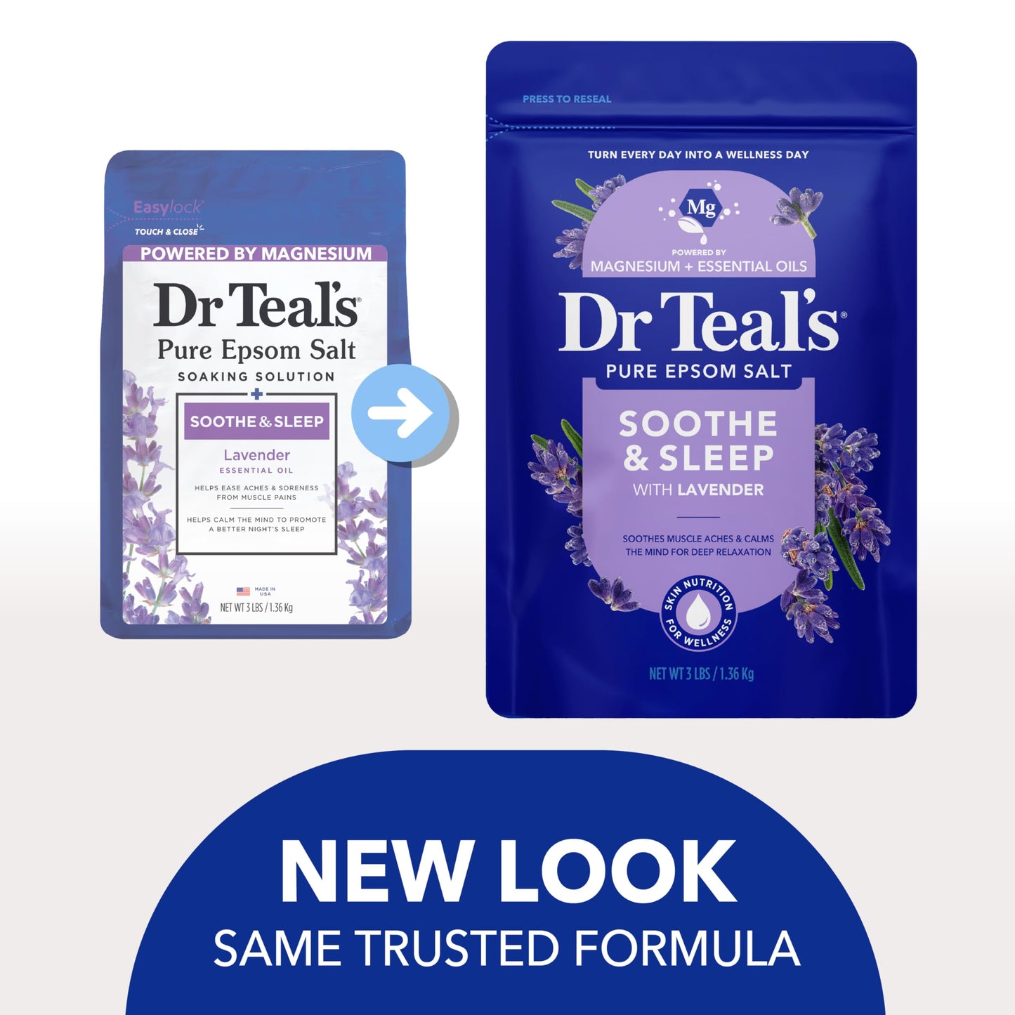 Dr Teal's Pure Epsom Magnesium Salt Soak, Soothe & Sleep with Lavender, 3 lb (Pack of 4) Beauty and Personal Care Dr Teal's