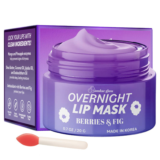 Sundae Glow Lip Mask with Berries & Fig - Overnight Lip Repair, Intense Hydration & Smoothing - Dermatologist Tested, Korean Lip Care - Vegan, Clean