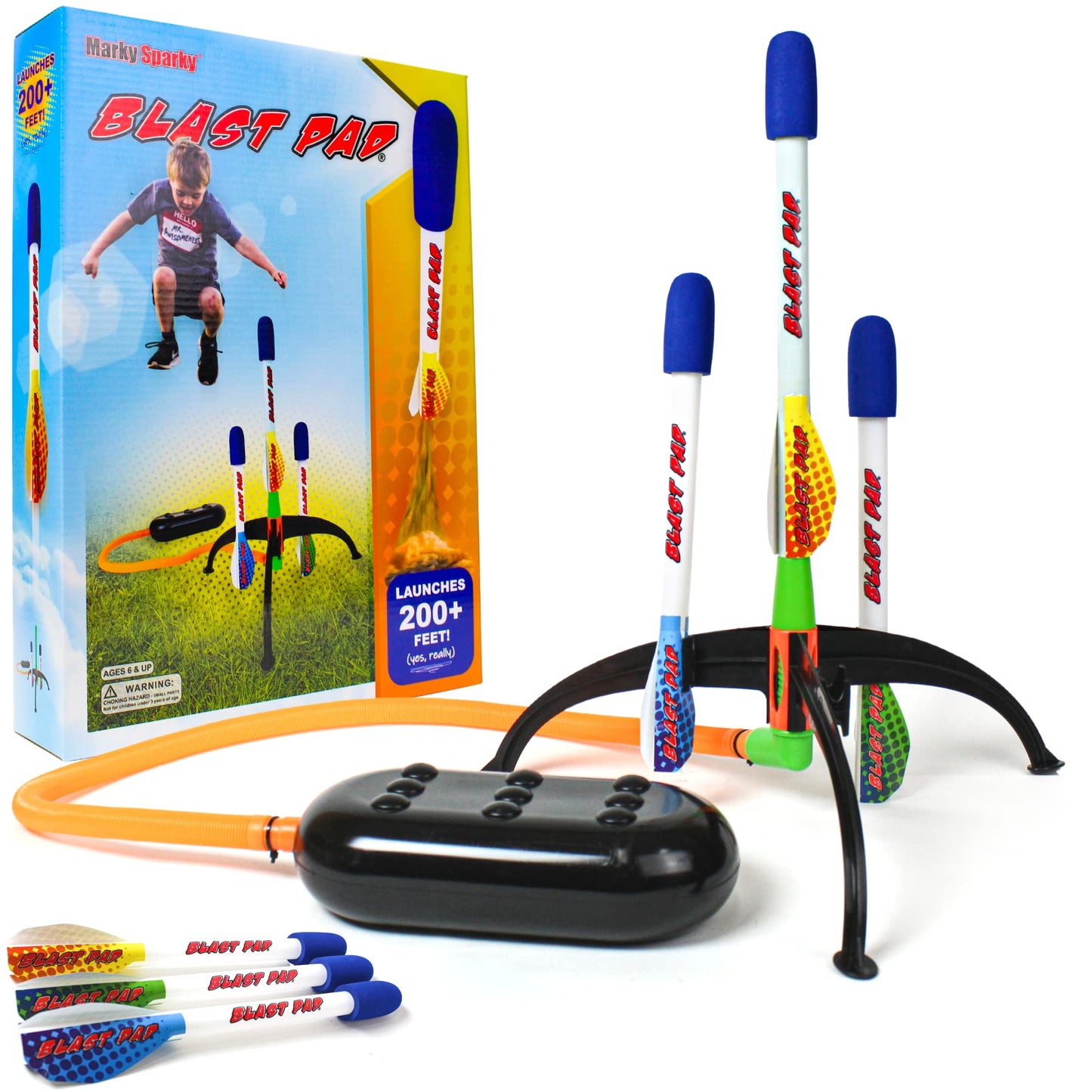 Marky Sparky Blast Pad Rocket Launcher - Designed in USA - Highest Flying Rocket - Super Durable Rockets and Stomp Pad Launcher - Top Outdoor Toys…
