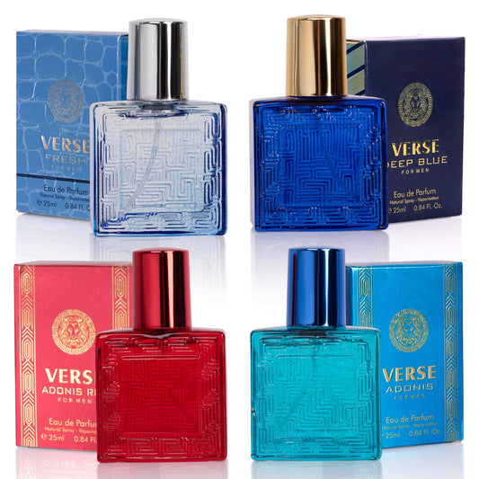 NovoGlow Verse Mini 4-Piece Fragrance Gift Set for Men - Aromatic, Floral, Oriental & Woody Notes - Individually Boxed - Travel Size - 25ml Eau De Beauty & Personal Care NovoGlow