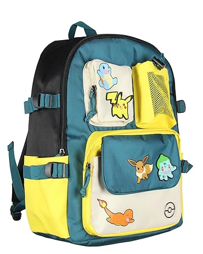 Bioworld Pokemon 16" Backpack Pikachu Eevee Charmander Squirtle Bulbasaur Utility Travel Laptop Multipurpose Backpack