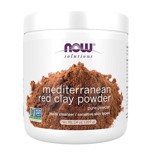NOW Foods Solutions, Mediterranean Red Clay Powder, Pure Powder for Sensitive Skin Facial Mask, 14-Ounce