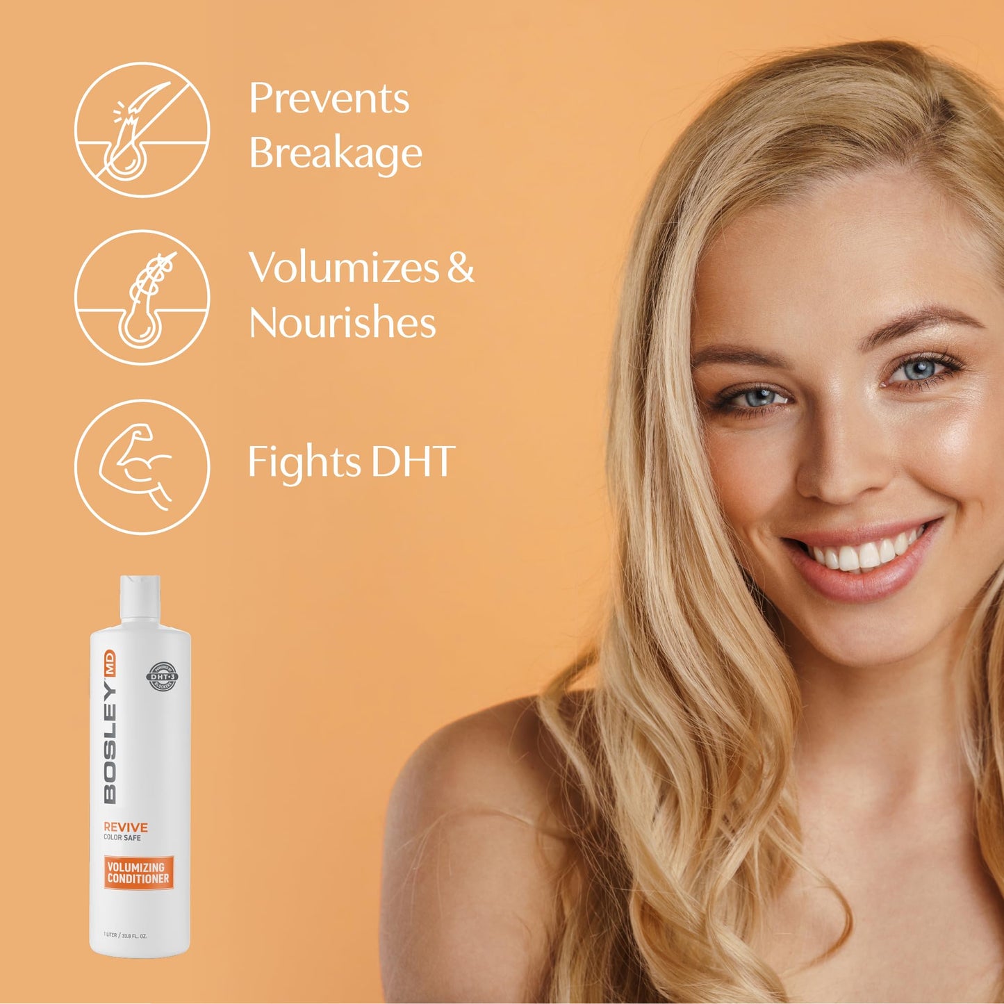BosRevive Volumizing Conditioner for Thinning, Color/Chemically-Treated Hair - DHT Blocker, Sulfate-Free, Vegan, Biotin, Saw Palmetto & Rosemary