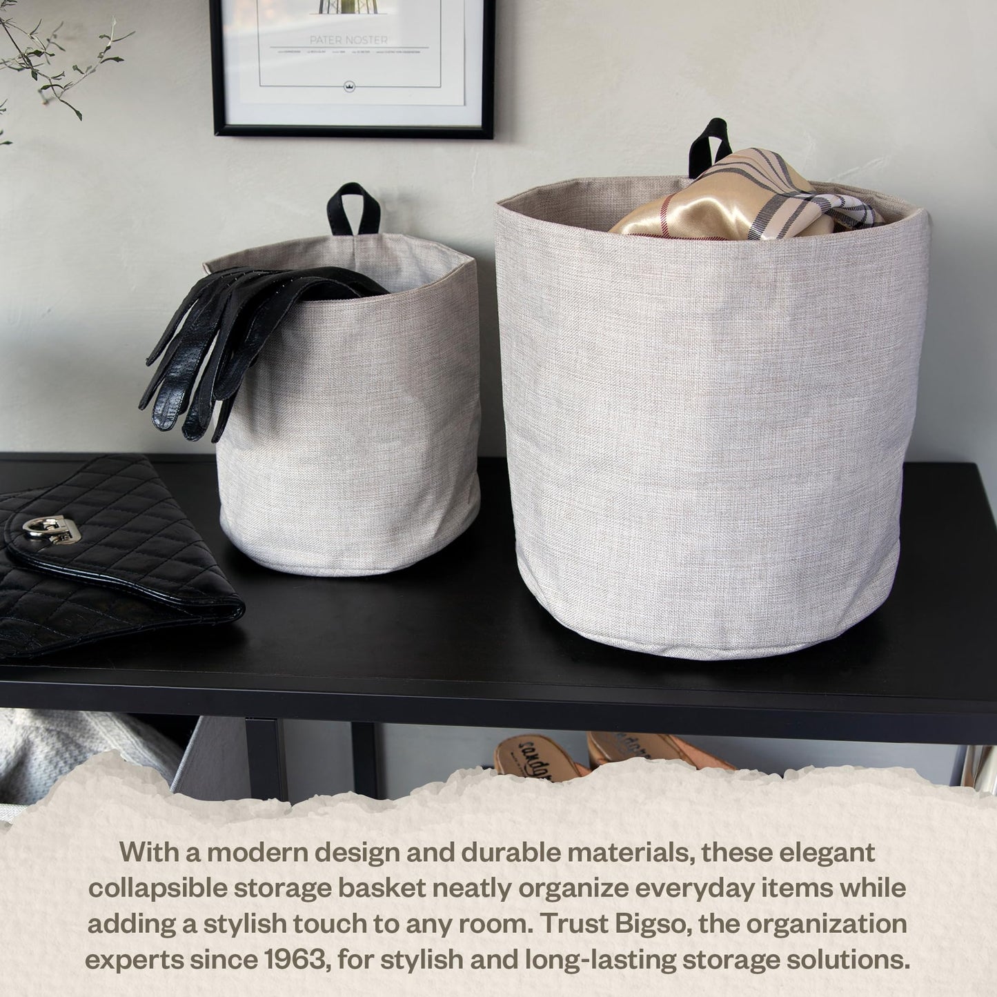 Bigso Box of Sweden Soft Hang Around Hanging Storage Basket Small | For Organizing Everyday Necessities | Collapsible Wall Hanging Storage Basket…