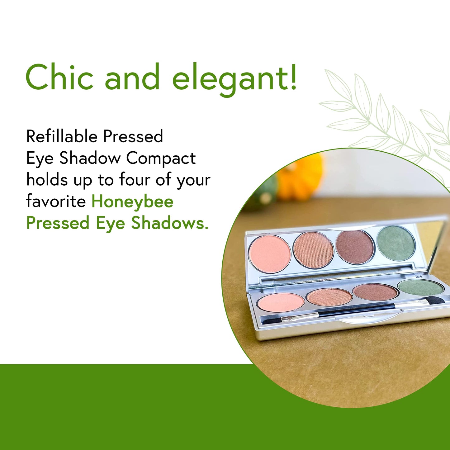 Honeybee Gardens Refillable Pressed Eye Shadow Quad Compact, Holds Up To Four Eye Shadow Colors, Fits 26mm or Smaller Pan, Customizable Travel Eye