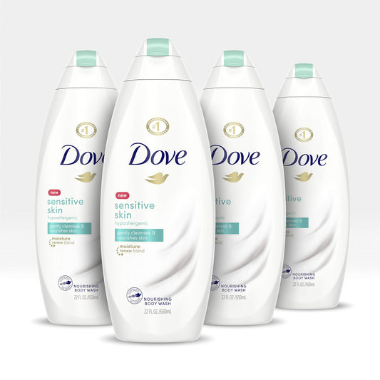 Dove Body Wash For Softer and Smoother Skin Sensitive Skin Hypoallergenic and Sulfate Free Body Wash 22 oz, 4 Count