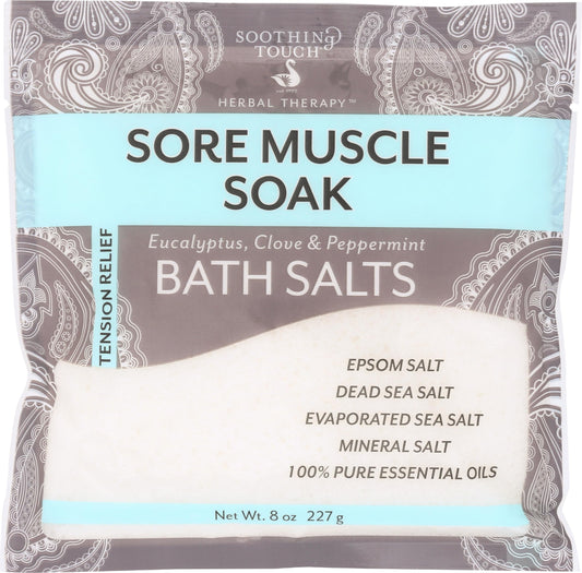 Soothing Touch Sore Muscle Soak Bath Salts Pouch, Peppermint, 8 Oz Beauty and Personal Care Soothing Touch