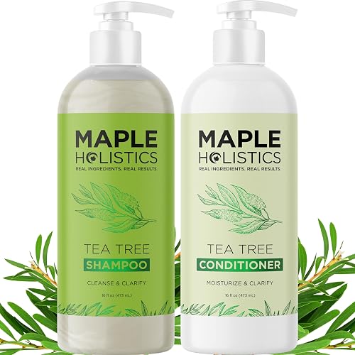 Tea Tree Shampoo and Conditioner Set - Sulfate Free Clarifying Shampoo and Conditioner for Oily Hair & Scalp Care with Australian Tea Tree Oil