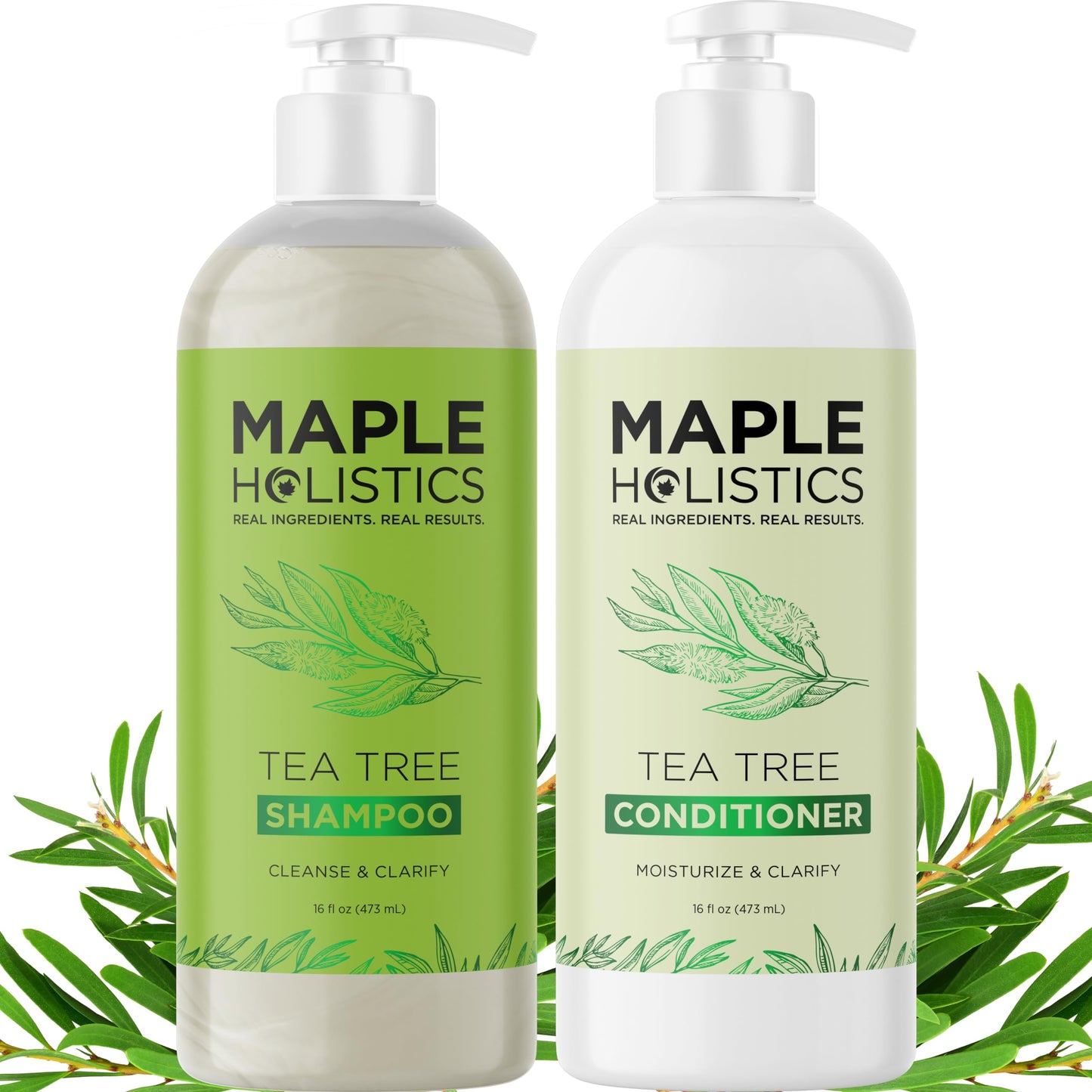 Tea Tree Shampoo and Conditioner Set - Sulfate Free Clarifying Shampoo and Conditioner for Oily Hair & Scalp Care with Australian Tea Tree Oil