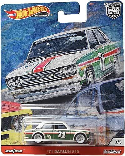 Hot Wheels Car Culture Door Slammers '71 Datsun 510 3/5, White/Green