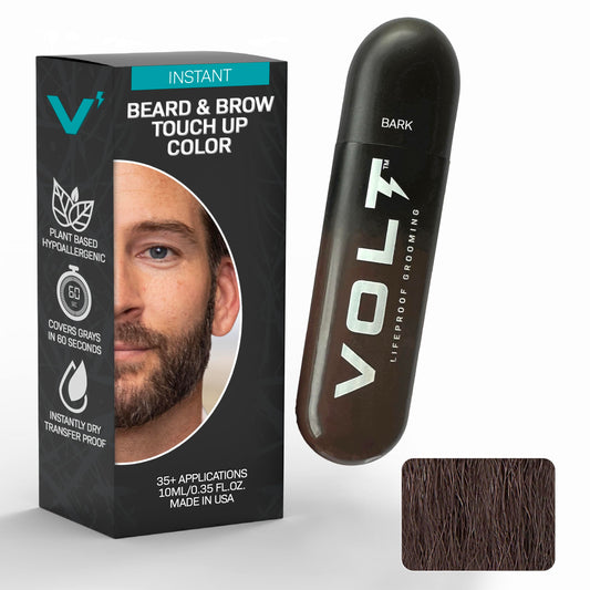 VOLT Grooming Temporary Instant Beard Color for Men, Quick Drying Plant-Based Brush On Beard, Hair, Mustache & Eyebrow Color, Safe for Sensitive Skin