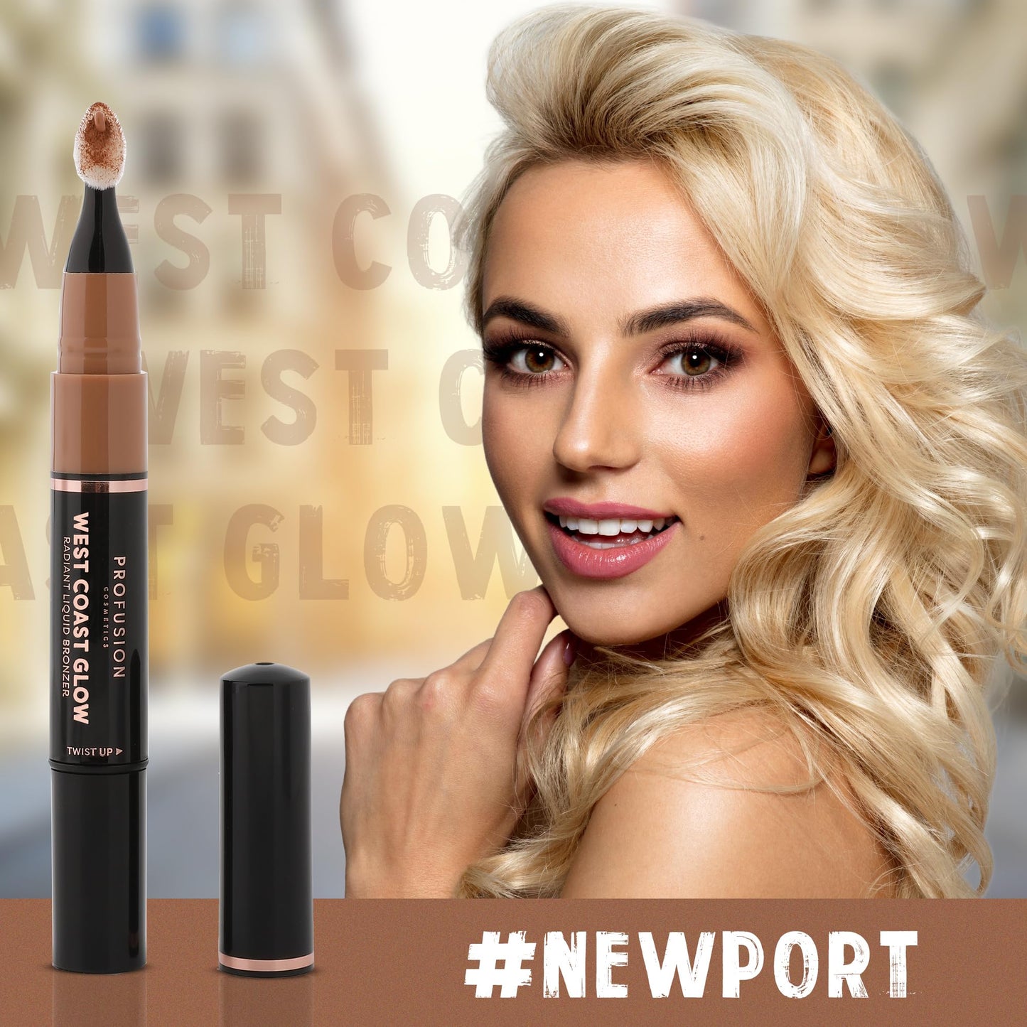 Profusion Cosmetics West Coast Glow Liquid Bronzer - Lightweight Buildable Face & Body Makeup, Vitamin-Enriched Hydrating Formula, Radiant Sun-Kissed