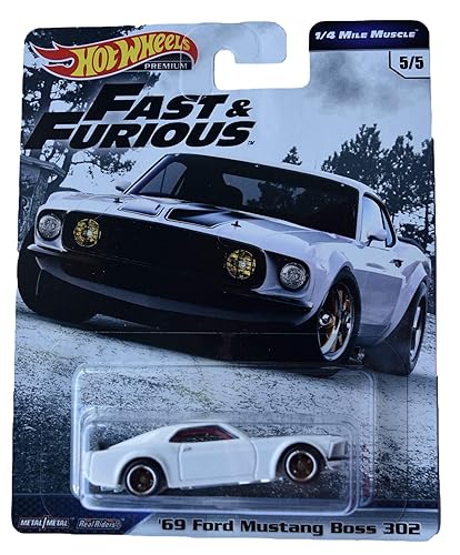 Hot Wheels 1/4 Mile Muscle '69 Mustang Boss 302 5/5, White [Fast & Furious]