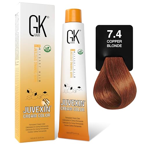 GK HAIR Color Cream 7.4 Copper Blonde-100% Grey Coverage |Semi, Demi-Permanent Results|8-10 Vol-Semi|20-30-40 Vol-Permanent- Professional Salon