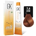 GK HAIR Color Cream 7.4 Copper Blonde-100% Grey Coverage |Semi, Demi-Permanent Results|8-10 Vol-Semi|20-30-40 Vol-Permanent- Professional Salon