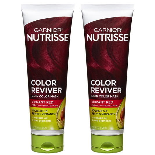 Garnier Hair Color Nutrisse Color Reviver 5 MIN Color Mask, Vibrant Red for Color Treated Hair to Nourish & Revives Vibrancy (For Auburn Reds), 4.2 Fl