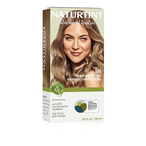 Naturtint 8N Wheat Germ Blonde Permanent Hair Color (Pack of 1), Ammonia Free, Vegan, Cruelty Free, up to 100% Gray Coverage, Long Lasting Results