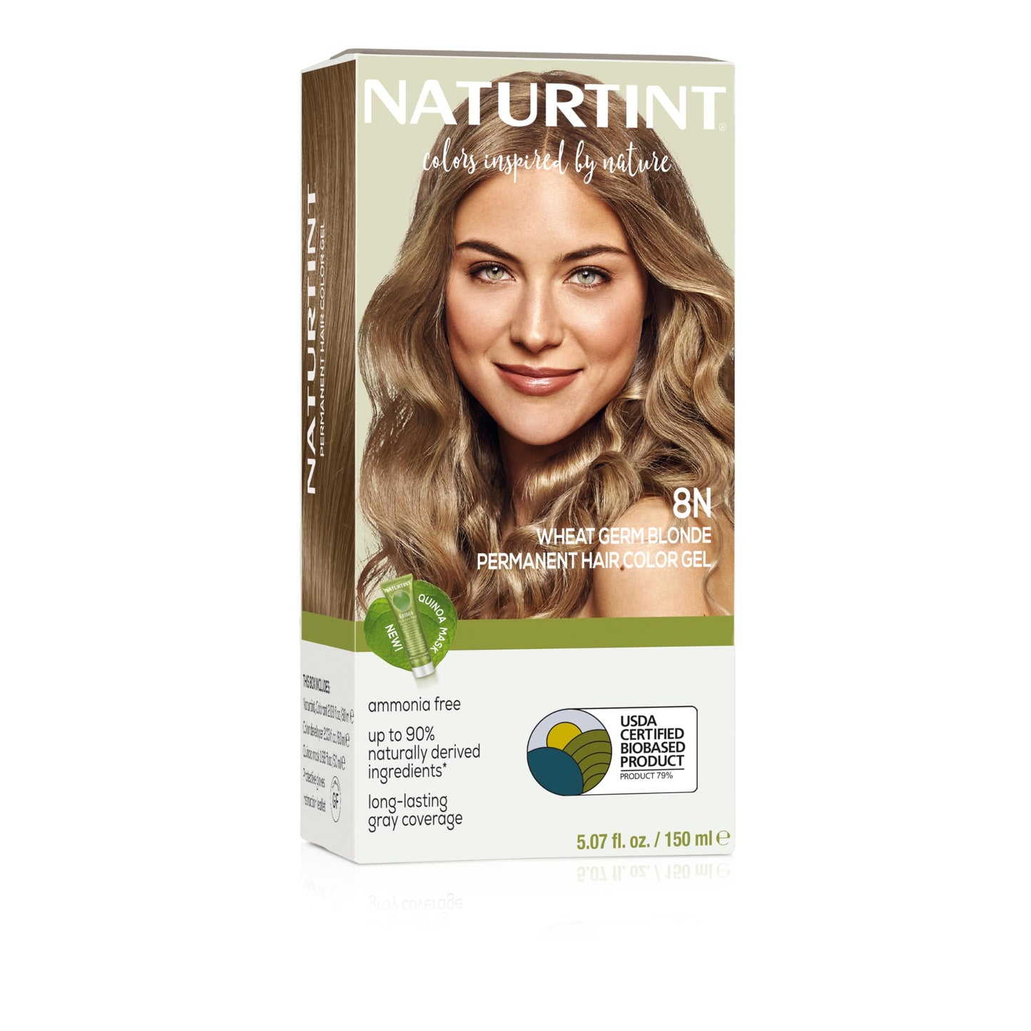Naturtint 8N Wheat Germ Blonde Permanent Hair Color (Pack of 1), Ammonia Free, Vegan, Cruelty Free, up to 100% Gray Coverage, Long Lasting Results