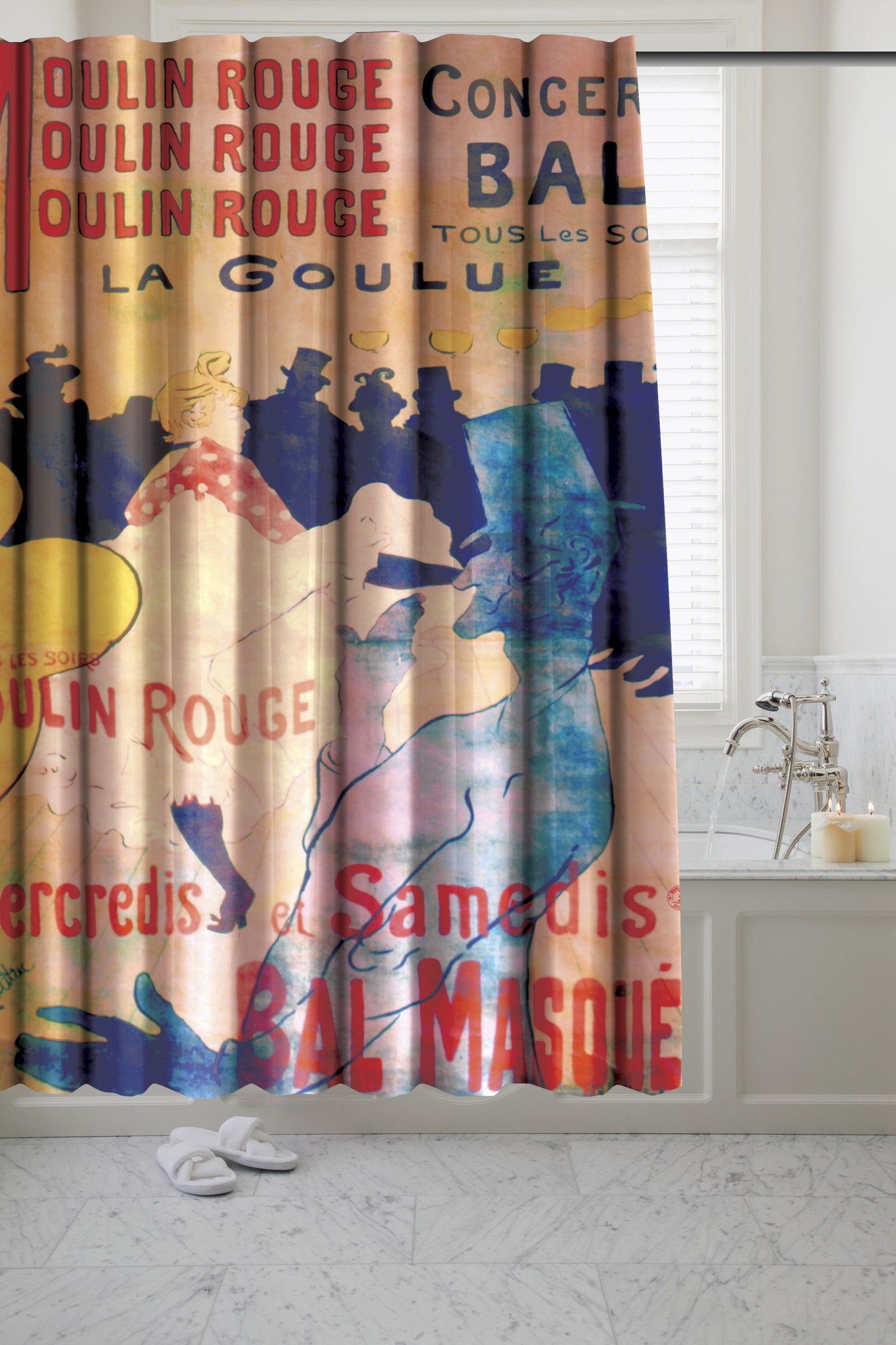 Carnation Home Fashions, Inc. Moulin Rouge Museum Collection 100% Polyester Fabric Shower Curtain, Size 70"x72"