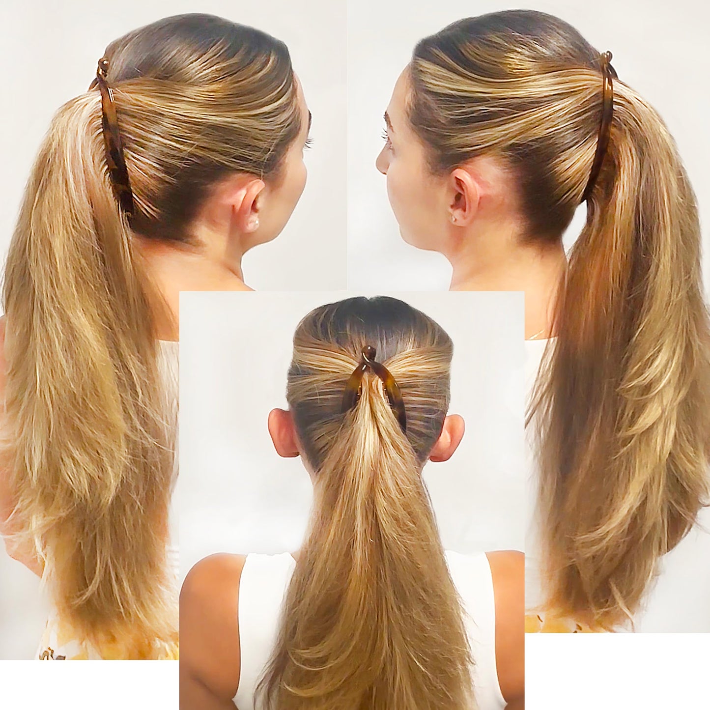 Camila Paris CP1578 2 Pack French Large Banana Clip Hair Comb Classic Girls Updo Flexible Ponytail Holder Interlocking Styling Clips for Women Made