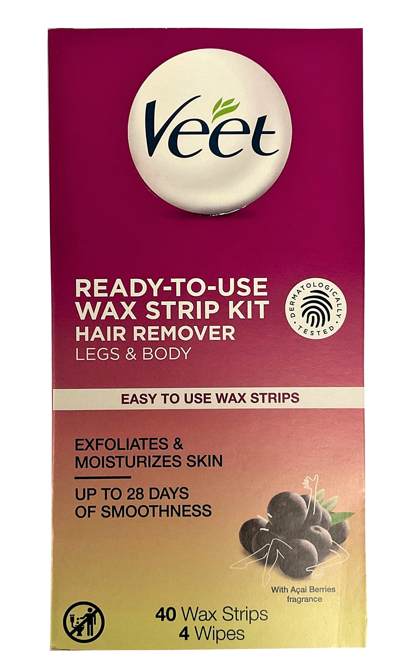 Veet Leg and Body Hair Remover Cold Wax Strips, 40 ct (Pack of 8) Beauty and Personal Care Veet