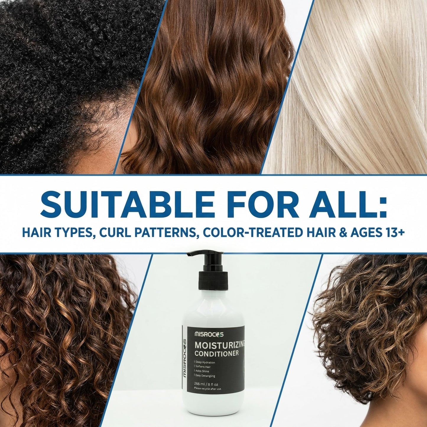 MISROCOS Moisturizing Conditioner & Anti-Dandruff Shampoo - Hair Care Essentials for Professional Scalp Care, Deep Hydration, Shine, Flake Control
