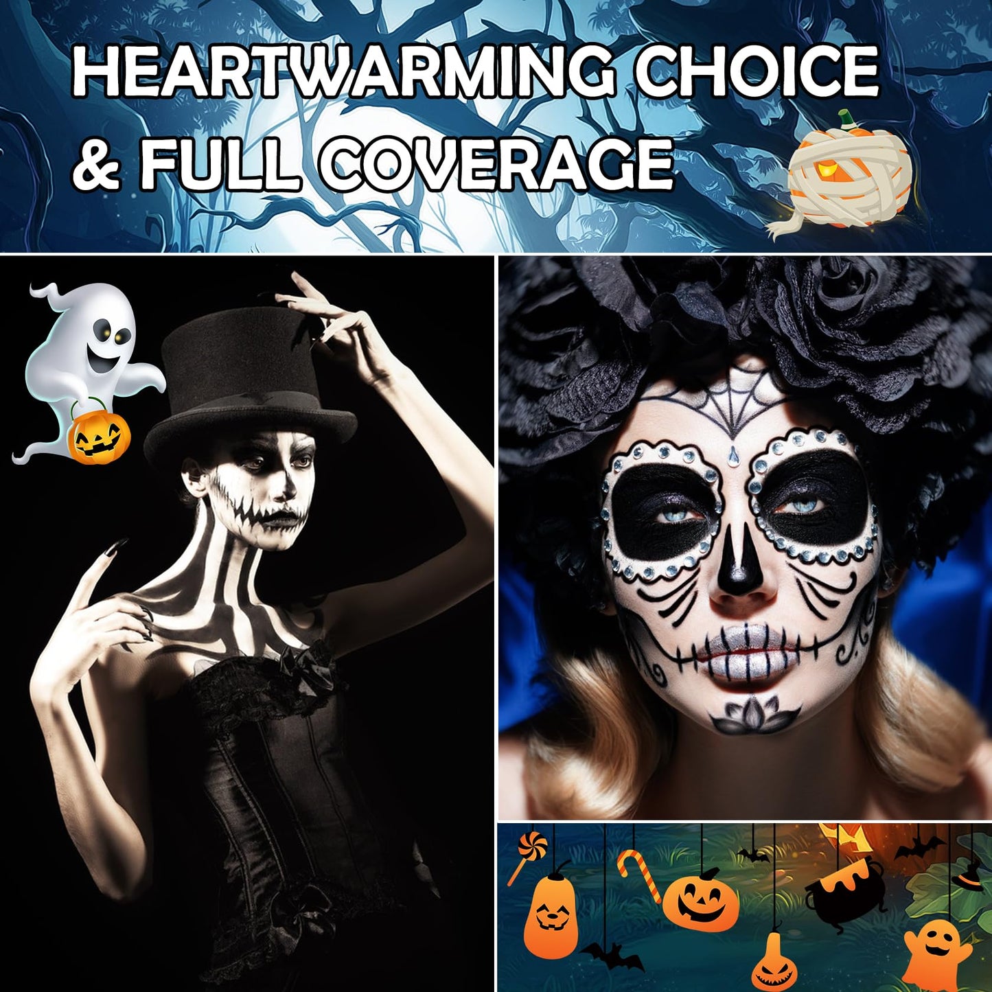Black and White Face Body Paint, 2PCS Oil Based Full Coverage Painting Kit With Sponge, Washable Halloween Cream SFX Makeup for Goth Clown Zombie