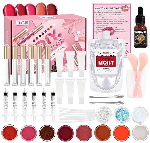 TSVATE Lip Gloss Making Kit, Lip Gloss Kit, Diy Lipgloss Set, Fun Make Your Own Lipgloss Kids Lip Gloss for Girls, Women, Moisturizing Lip Gloss Base