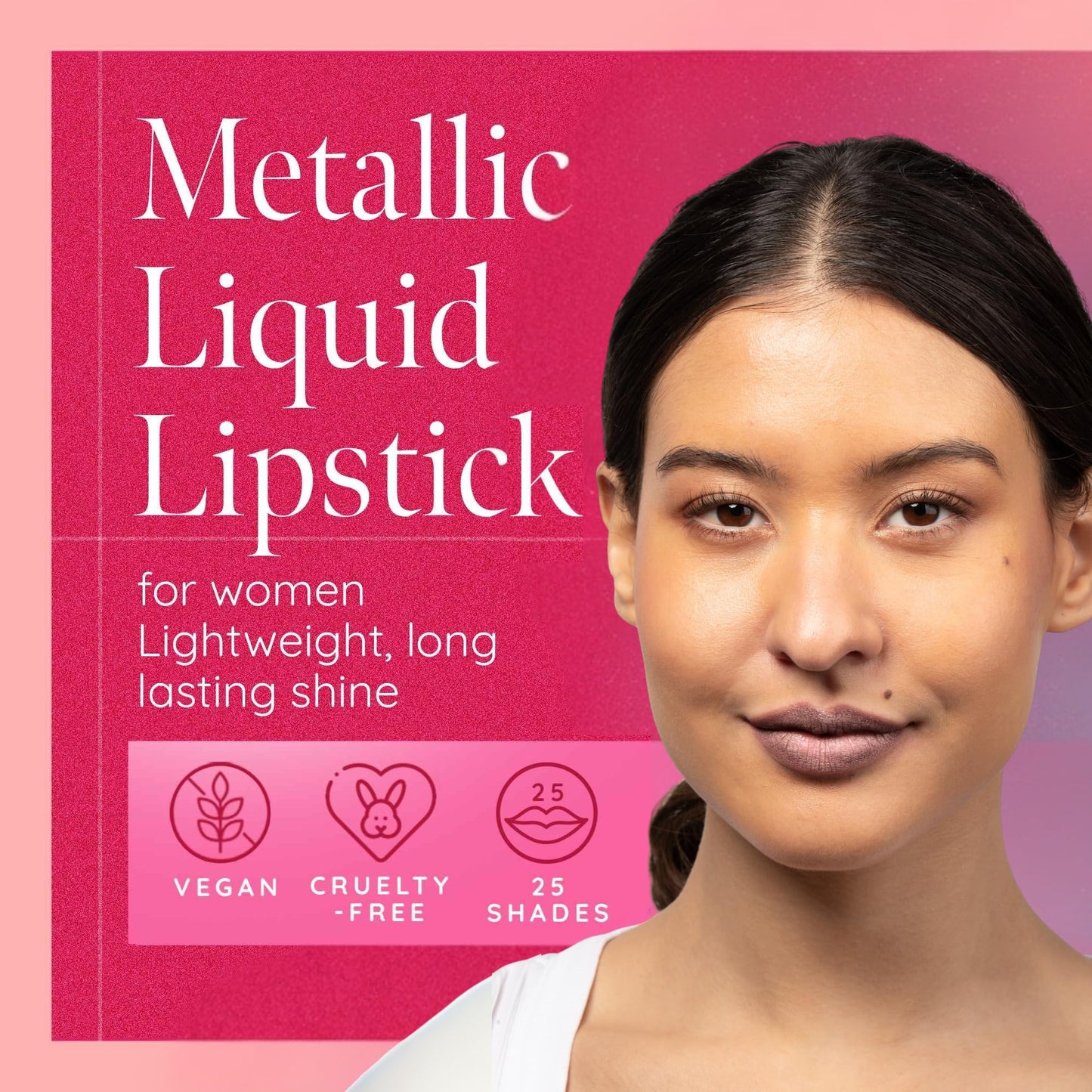 Aromi Metallic Liquid Lipstick | Light Brown Nude Lip Color for Women, Shimmery Finish (Brown Sugar)