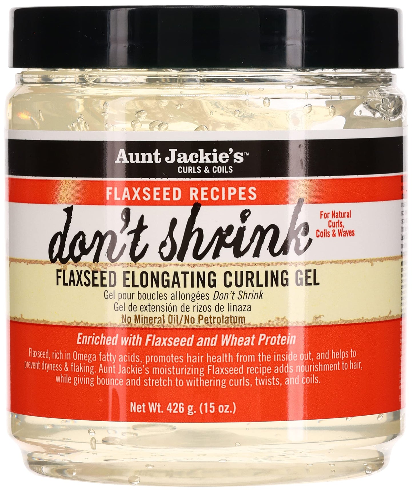 Aunt Jackie's Don't Shrink Flaxseed Elongating Curling Gel, 15 oz (Pack of 3)