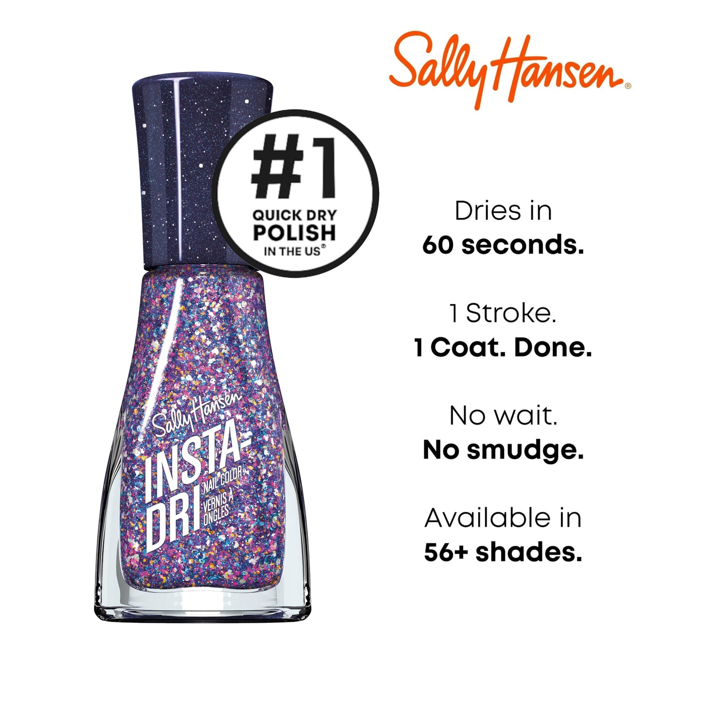 Sally Hansen Insta-Dri®, Grape Shifter, Quick Dry, Long Lasting, Streak-Free Shine, Purple Nail Polish