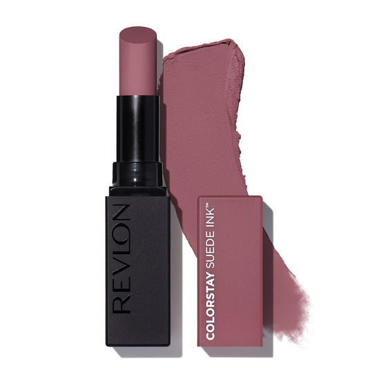 Revlon Lipstick, ColorStay Suede Ink, Built-in Primer, Stocking Stuffer for Women, Waterproof, Smudge-proof, Matte Color, 012 Power Trip, 0.09 oz