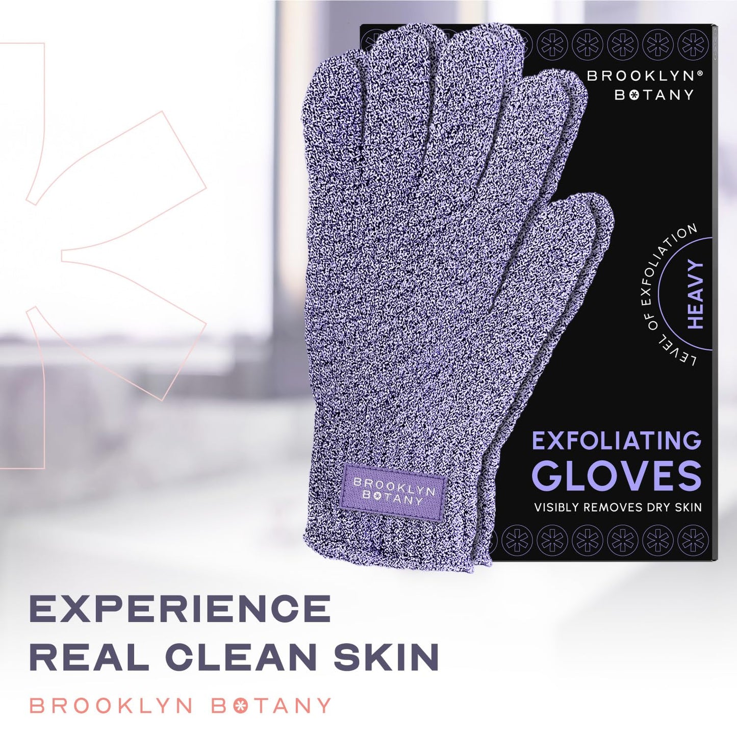 Brooklyn Botany Exfoliating Gloves for Bath and Shower - Heavy Duty Exfoliating Body Scrubber for Massage and Dead Skin Remover for Body - 1 Pair
