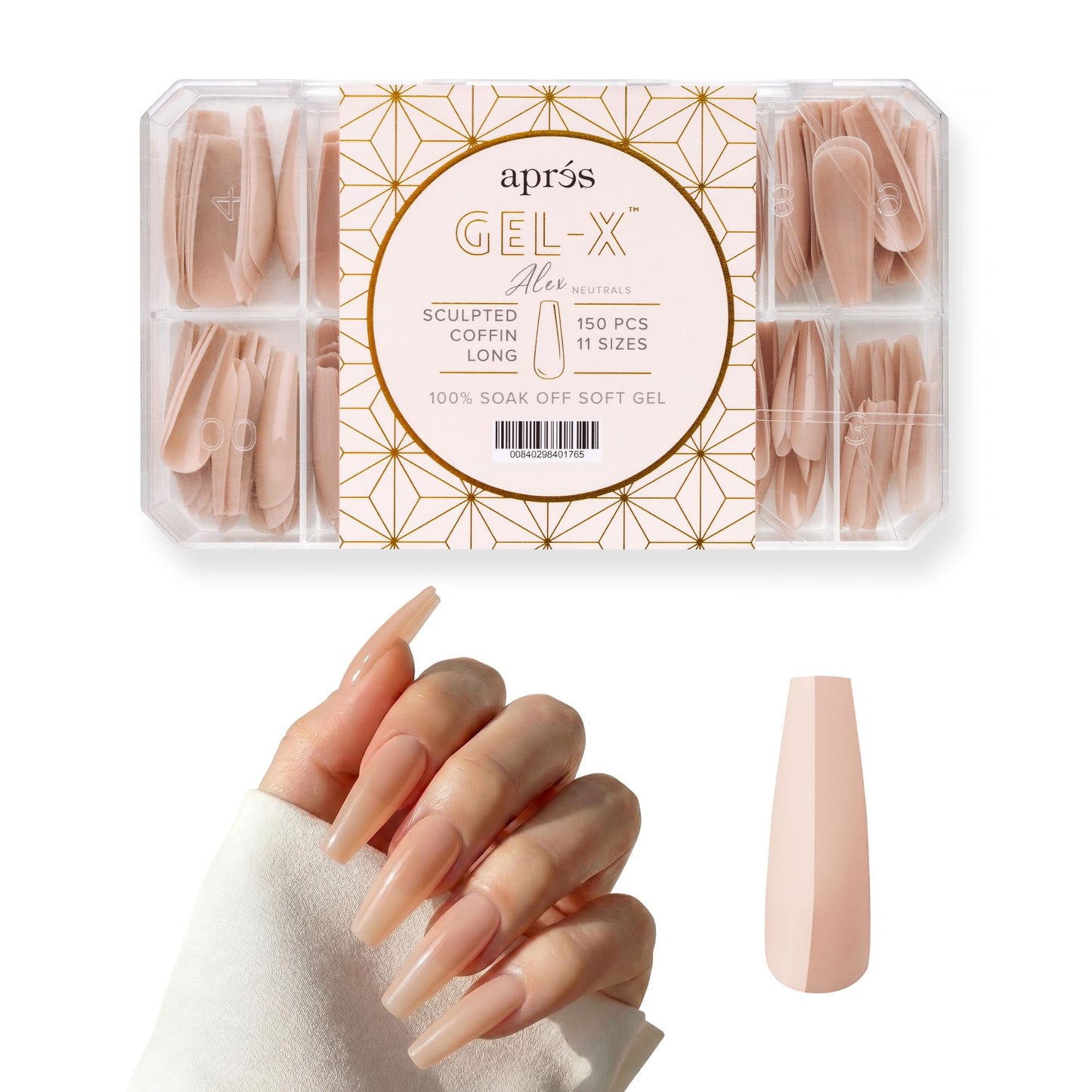Apres Neutrals Gel-X Alex Box Of Nail Tips, 11 Sizes 00-9, Soft Gel Nail Tip Box, Nail Extensions (150pcs) (Sculpted Coffin Long, 150pcs) Beauty & Personal Care APRÉS