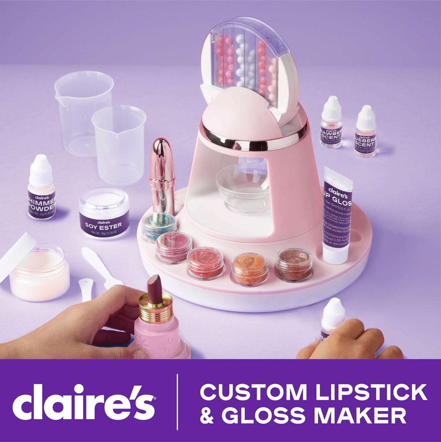 Claire's DIY Lipstick & Lip Gloss Making Kit, 97-Piece Real Makeup Arts & Crafts Set, Handmade Moisturizing Lip Glaze, Girl Toys & Cosmetic Products