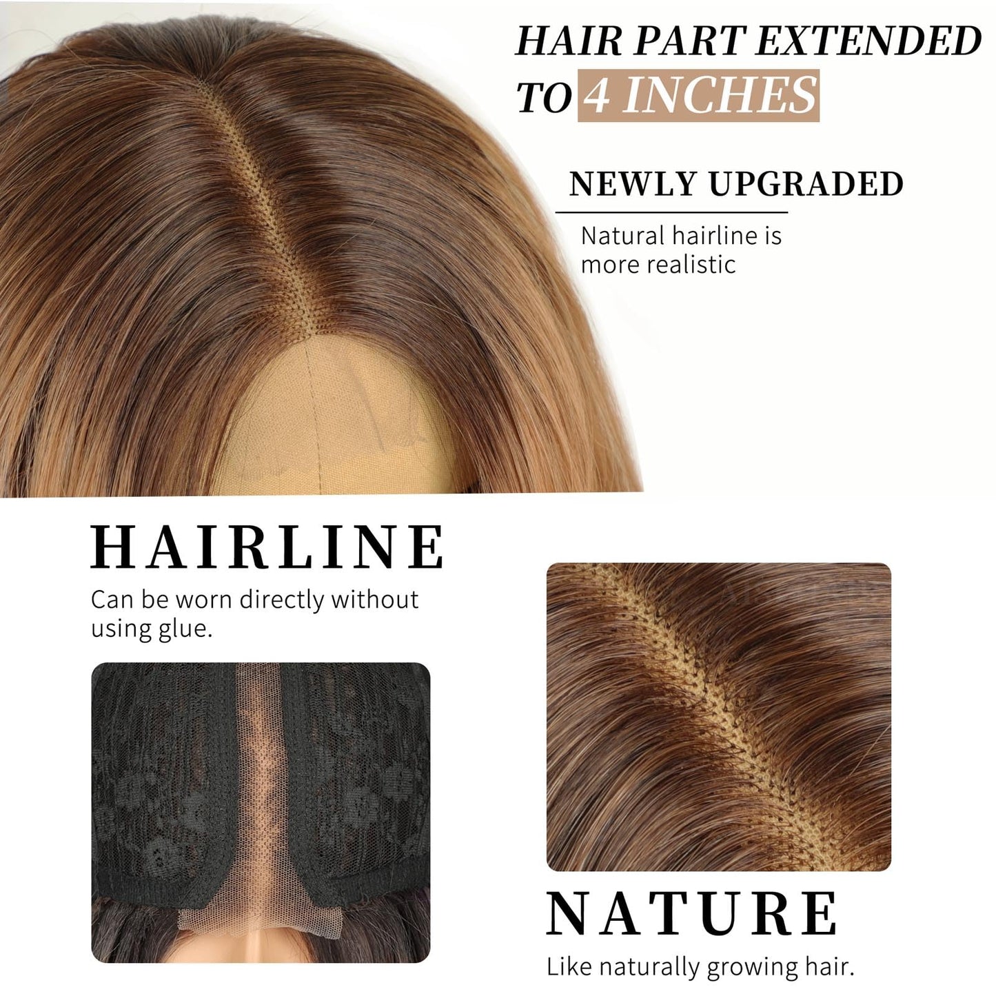 AISI HAIR Dark Root Honey Blonde Wavy Wig with Soft Pink Ends for Women, Long Wavy Lace Hairline Middle Part Synthetic Heat Resistant Wig for Daily Beauty and Personal Care AISI HAIR
