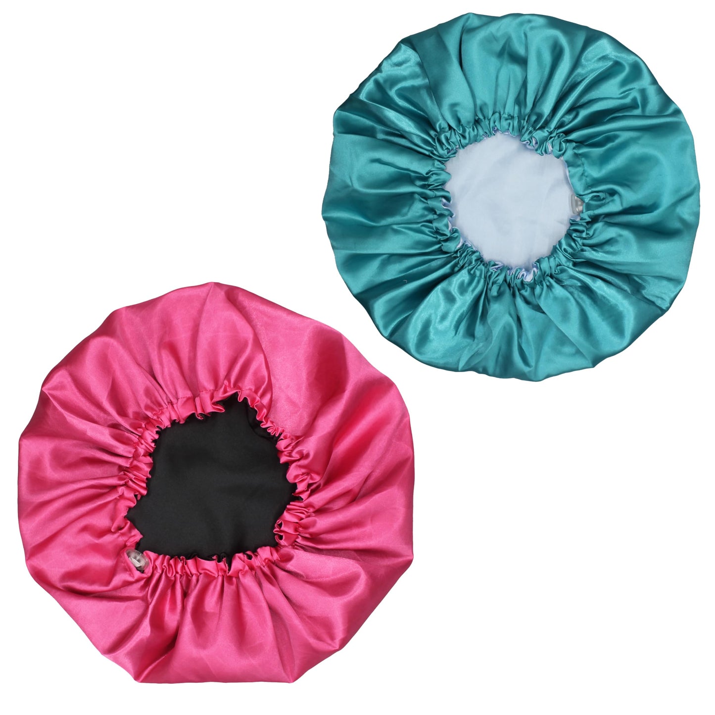 Hanbertti 2pcs of Satin Sleep Bonnet with Adjustable buckle, Silk Bonnet, Reusable Bath Hair Cap for Night Sleeping Reversible Double Layer (Fushia
