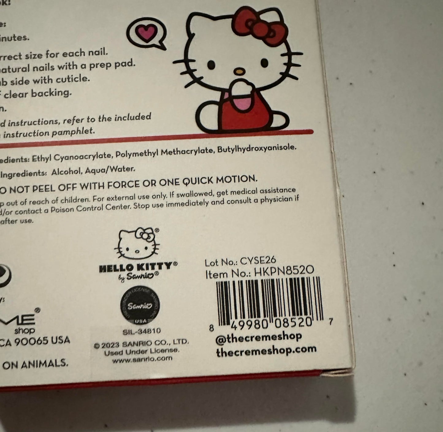 The Creme Shop Hello Kitty press-on nails reusable & ready to wear medium lenght almond shape with nail glue, nail file, manicure stick and prep Beauty & Personal Care The Crème Shop