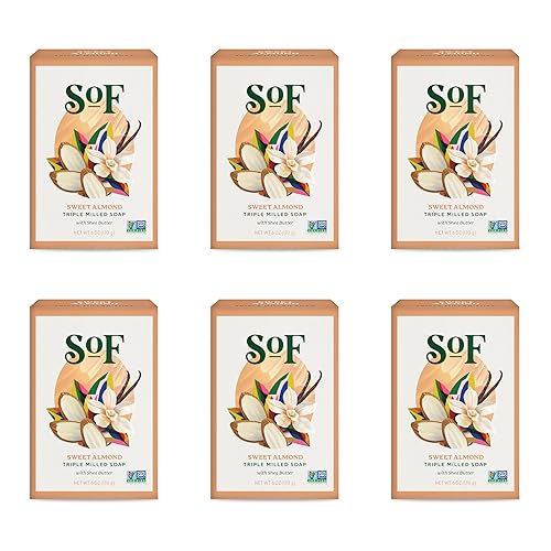 South Of France SoF Triple Milled Bar Soap - With Coconut Oil & Organic Shea Butter- Vegan & Non GMO- Free From Phthalates, Sulfates & Parabens- Sweet