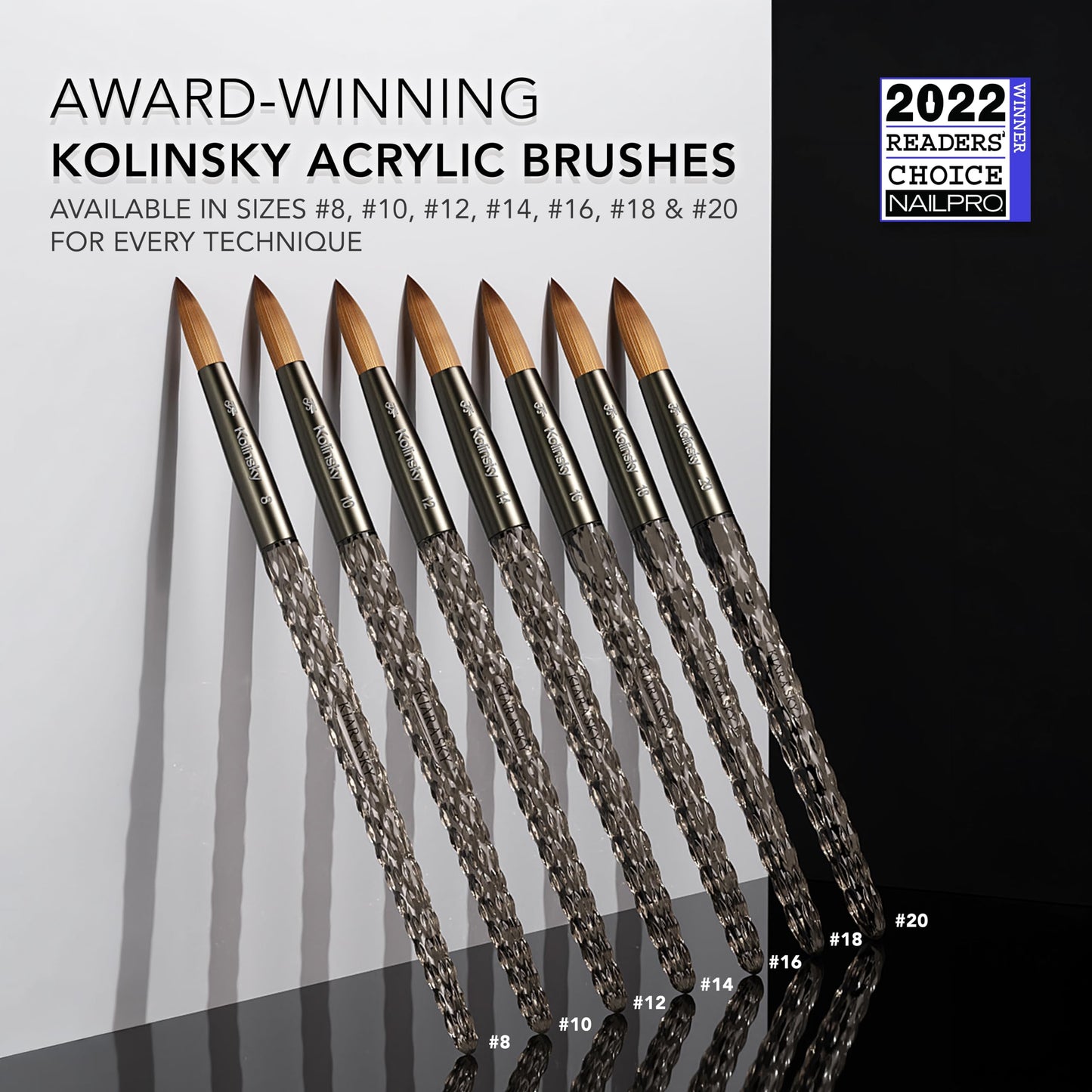 Kiara Sky Kolinsky Acrylic Nail Brush #14 - Pure Kolinsky Sable Hair, Black Crystal Handle, Acetone Resistant, for Acrylic Application, Extensions Beauty & Personal Care KIARA SKY