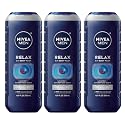 NIVEA MEN Relax Body Wash, Lavender and Sandalwood Scent, 3-in-1 Men's Body Wash, Face and Hair, Paraben Free, Vegan Formula, pH-Skin Friendly, 16.9