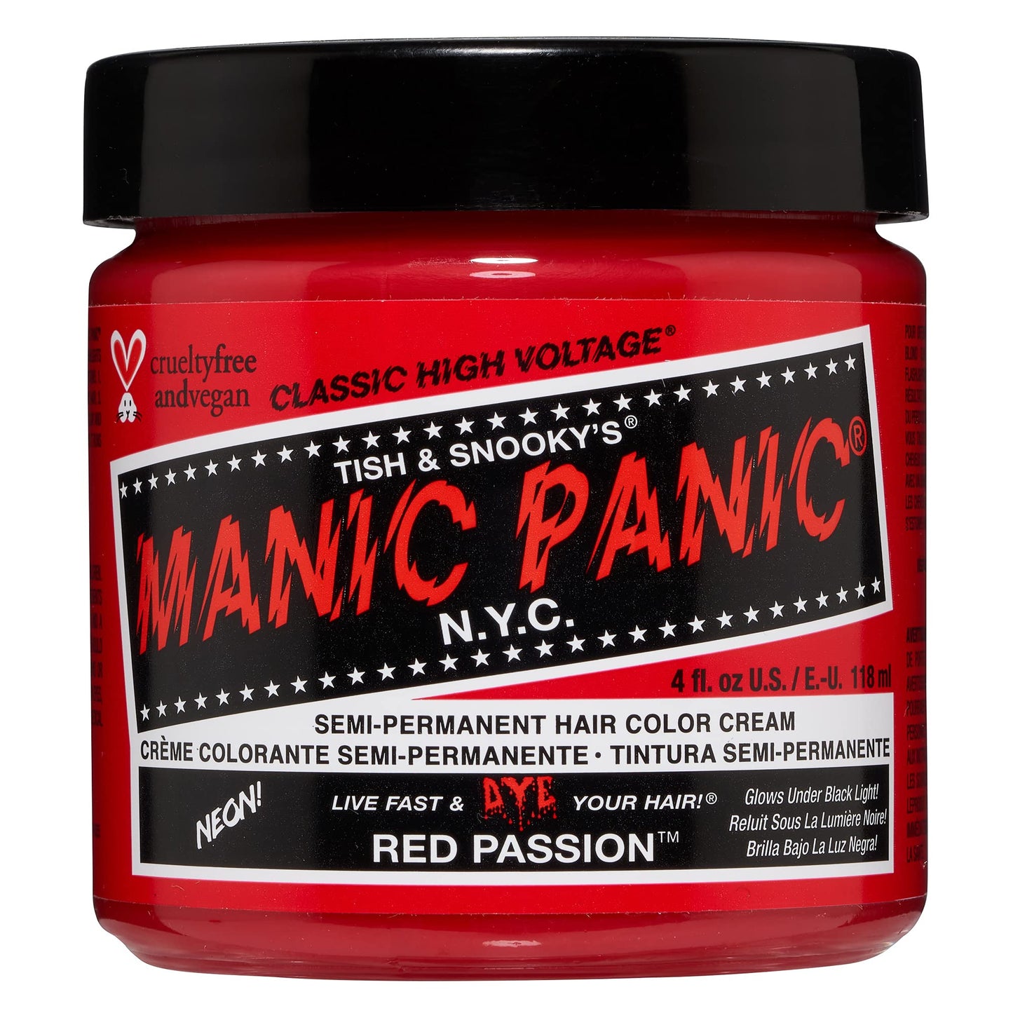 MANIC PANIC Classic Red Passion Semi Permanent Hair Color - Medium Cherry Red Hair Dye for Women & Men That Lasts 4-6 Weeks - Vegan, Ammonia