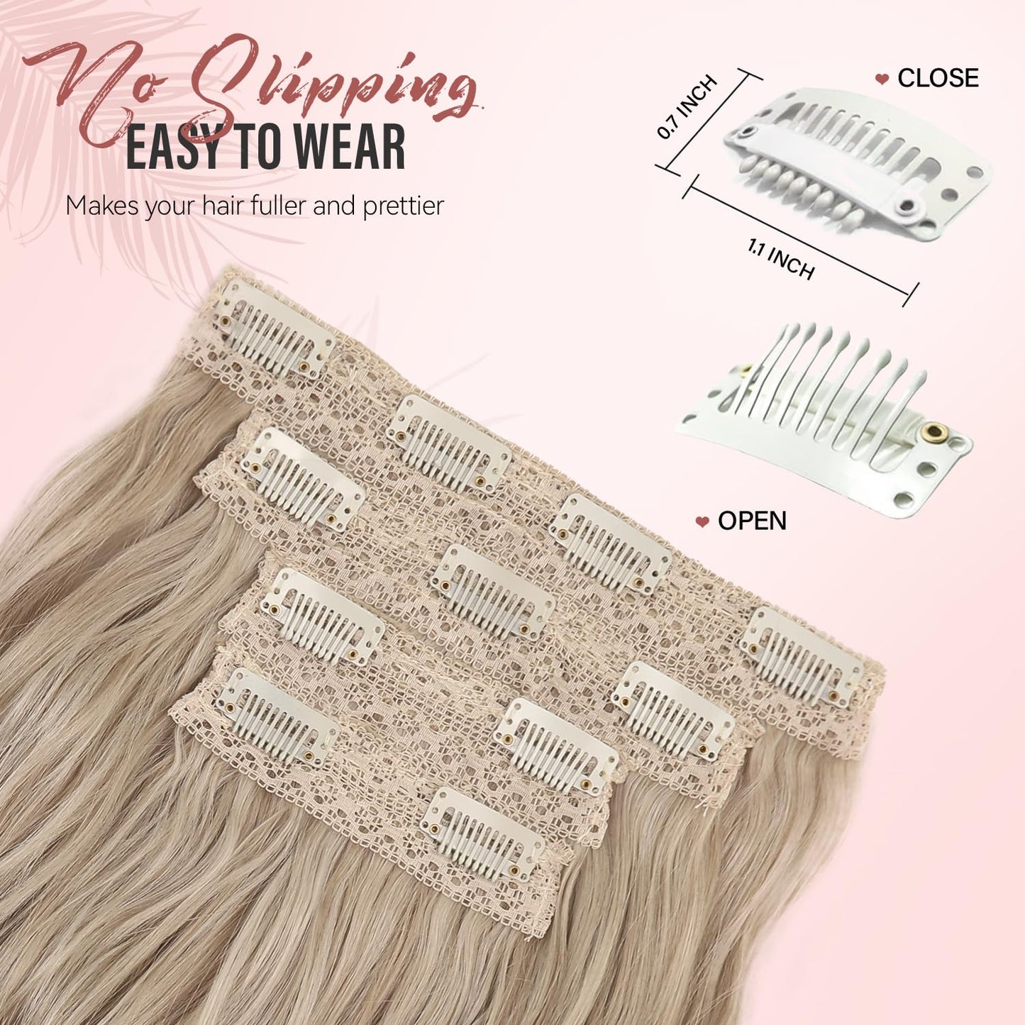 Ash Blonde Hair Extensions - 14 Inch Wavy Synthetic Clip in Hair Extensions For Women And Girls (Color: Ash Blonde Mix Beige Blonde) Beauty and Personal Care ZQIAN BEAUTY