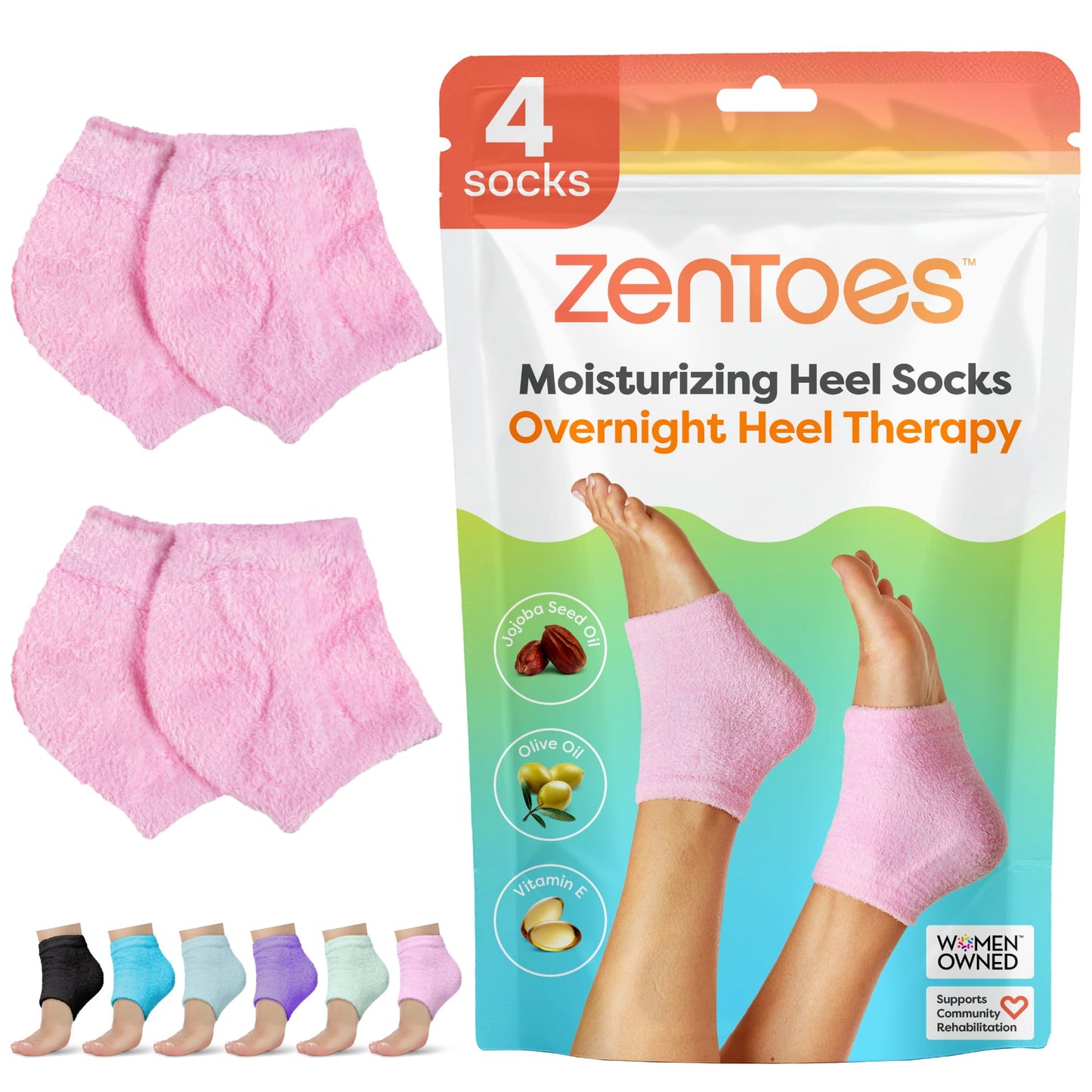 ZenToes Moisturizing Heel Socks for Dry Cracked Heels, 2 Pairs Beauty and Personal Care ZenToes