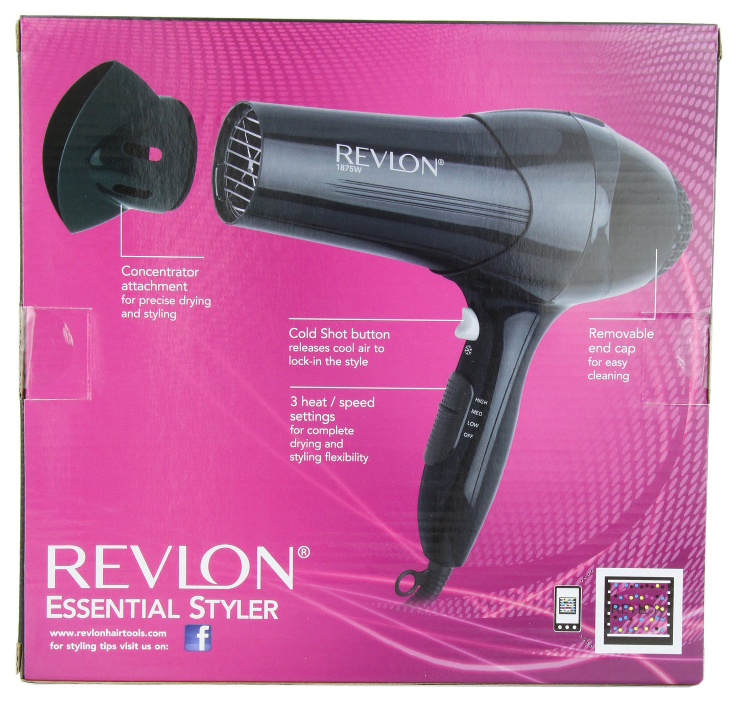 Revlon 1875W Lightweight Hair Dryer | For Easy Smooth Styling (Black)